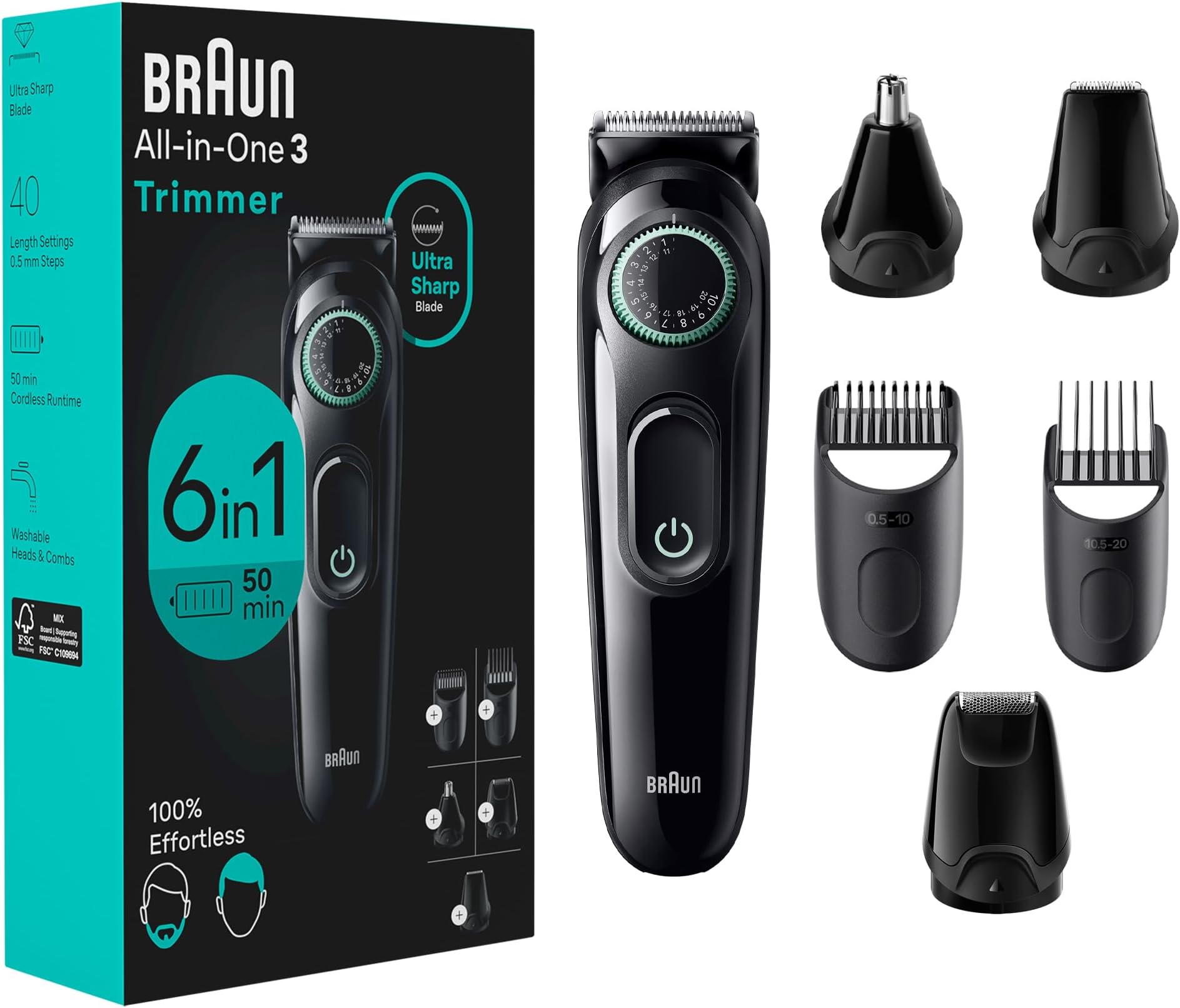 Amazon.com: Braun All-in-One Style Kit Series 3 3460, 6-in-1 Trimmer ...